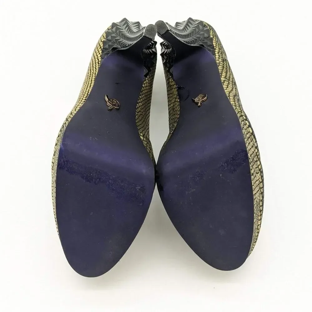 Rachel Rachel Roy Gold Black Kimi Scale Pattern Sculpted Studded Platform Size 8
